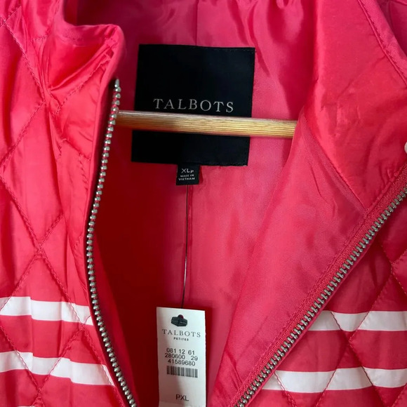 NWT Talbots Red Striped Quilted Puffer Vest Women’s XLP Sleeveless Fisherman - Picture 6 of 9